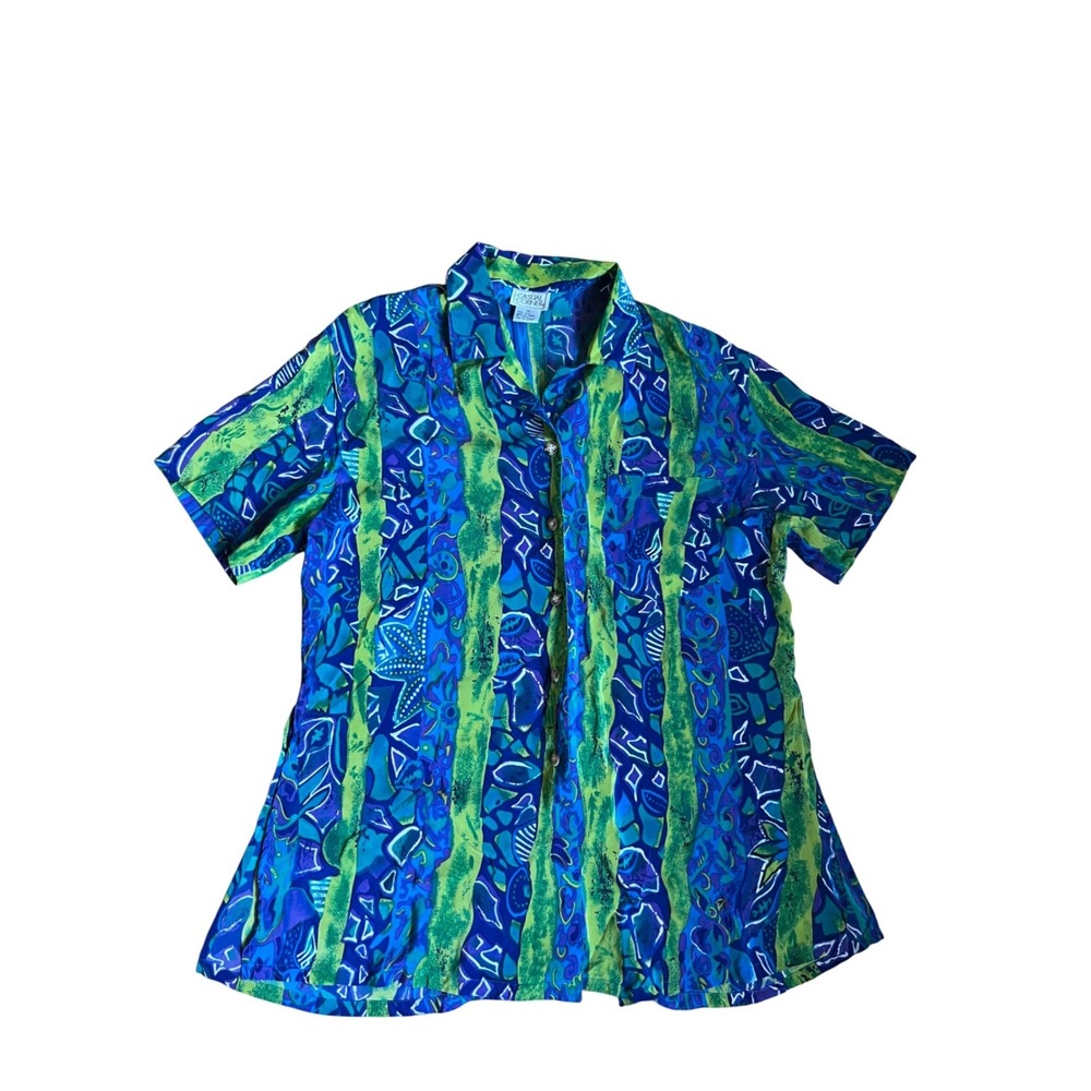 Casual Corner Vintage 90s 100% Silk Oversized Lagenlook Art to Wear Shirt M - Picture 7 of 7